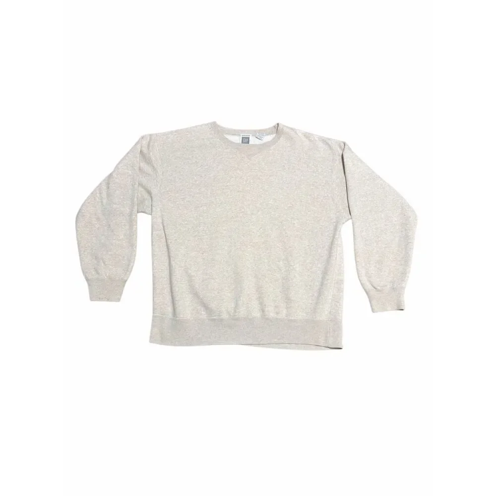 Vintage Gap Sweatshirt Large Heather Gray Made In USA 90s Cotton Blend Over Siz